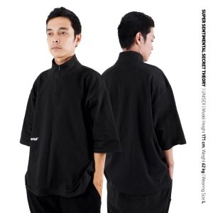 Basic Boxy Zipper Heavyweight Tshirt Black